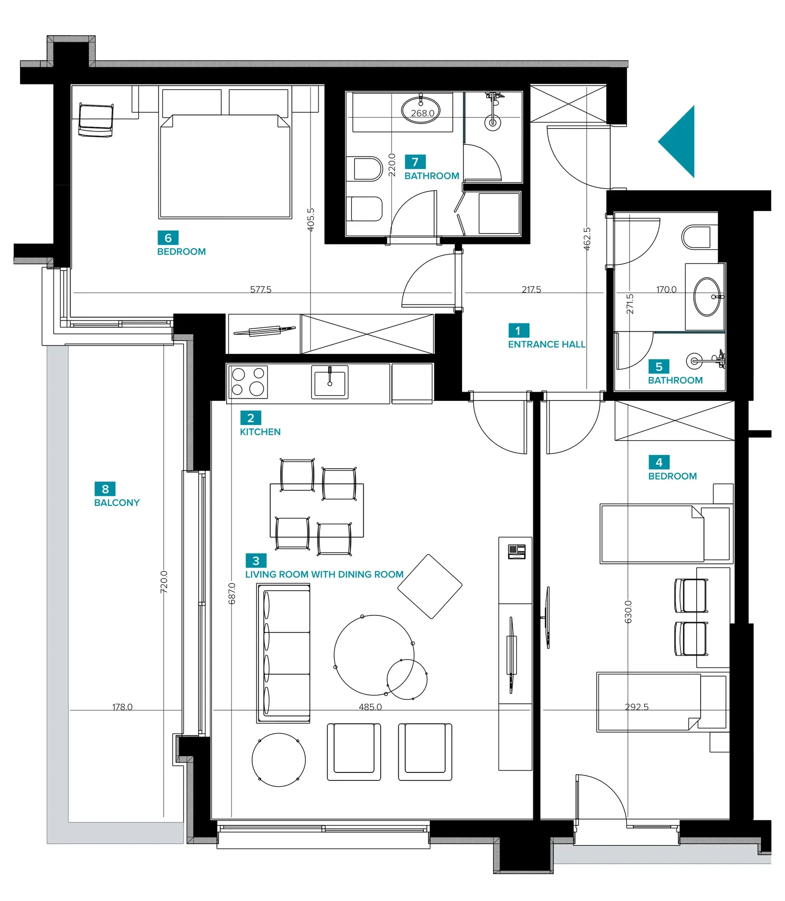 Two-Bedroom Apartment D01