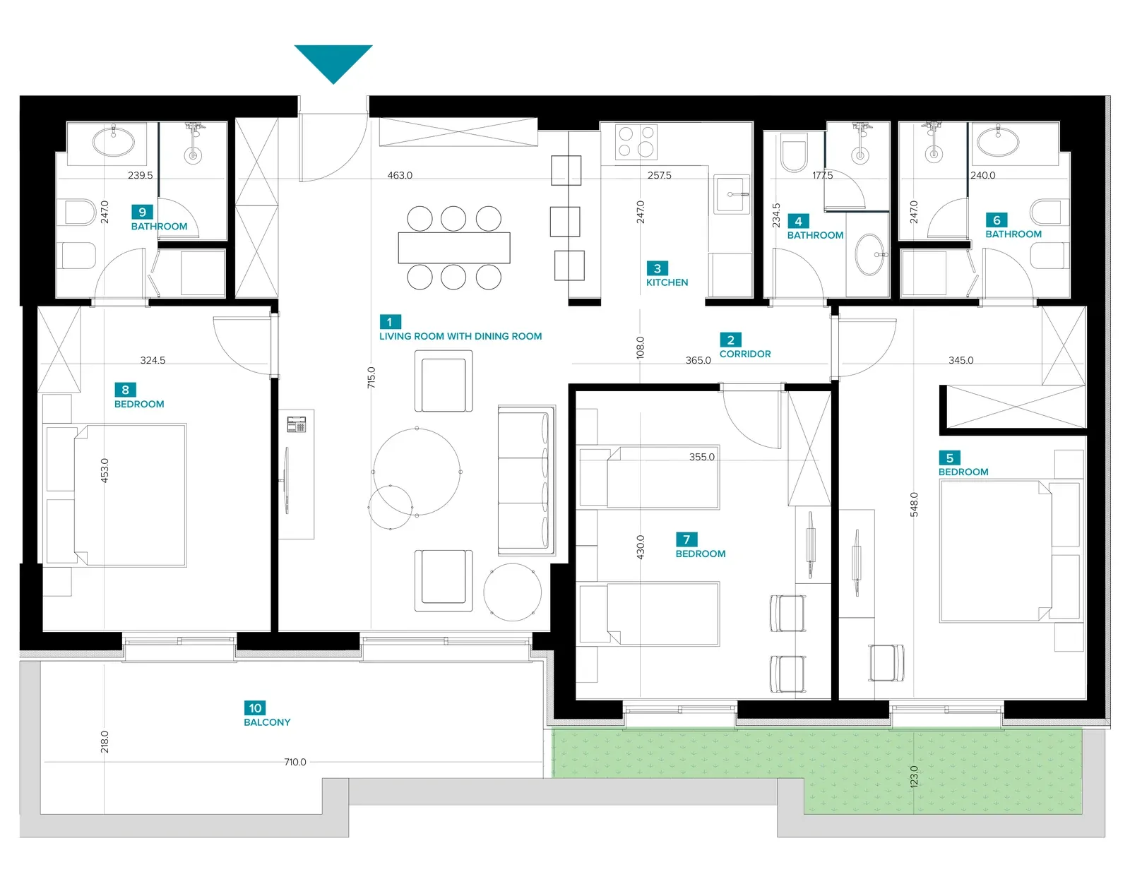 Type 1 Three-Bedroom Apartment T34