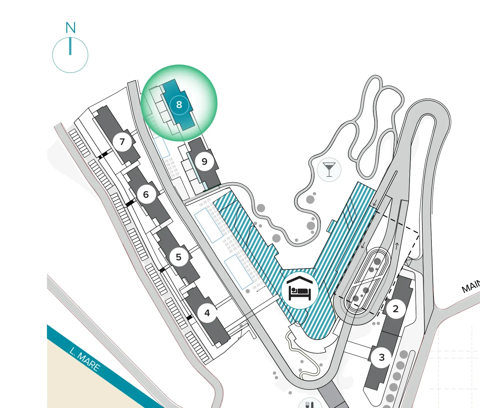 AMMA Resort site plan with building 8 marked
