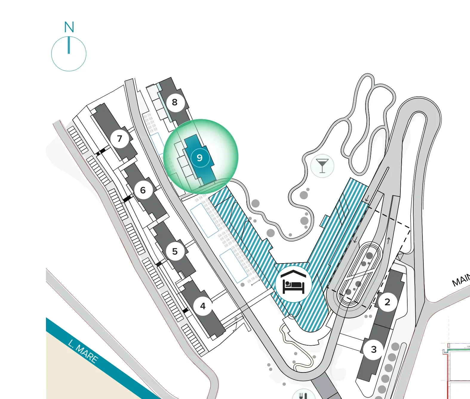 AMMA Resort site plan with building 9 marked