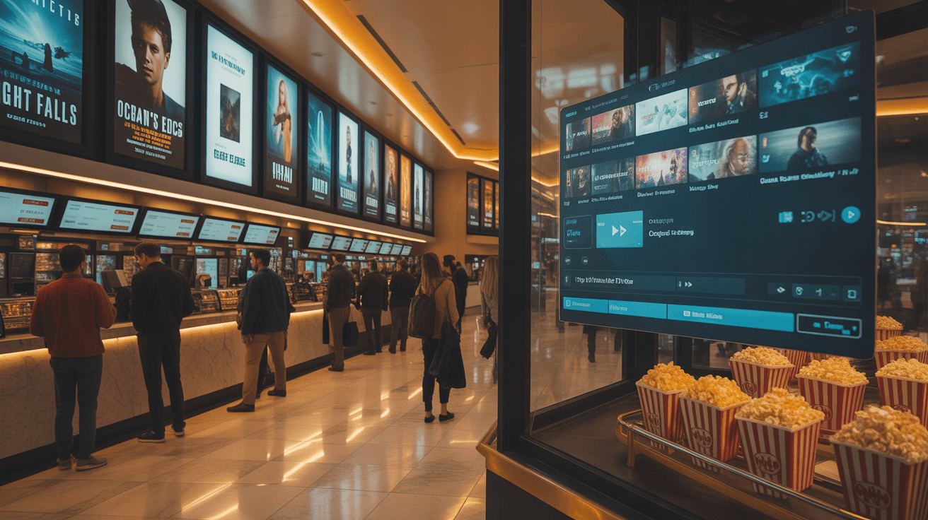 cinema-lobby-with-movie-posters-and-people-buying-tickets