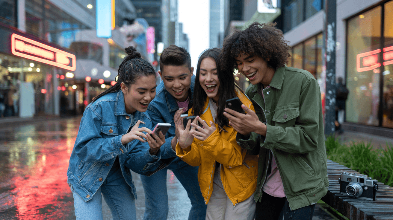 group-of-young-adults-filming-a-viral-social-media-challenge