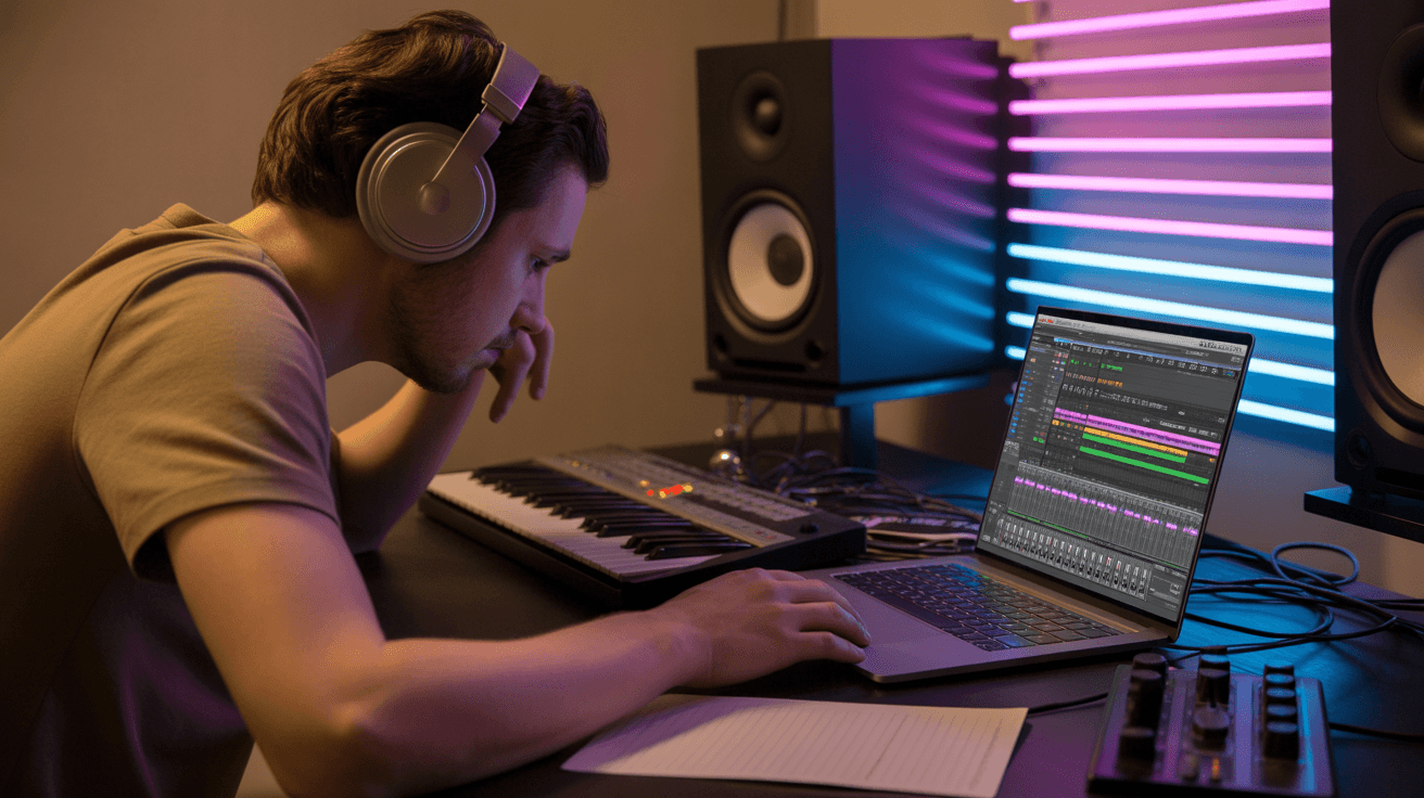 music-producer-in-a-small-home-studio