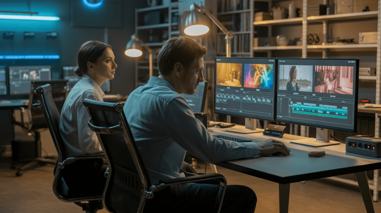 post-production-studio-with-editors-reviewing-footage