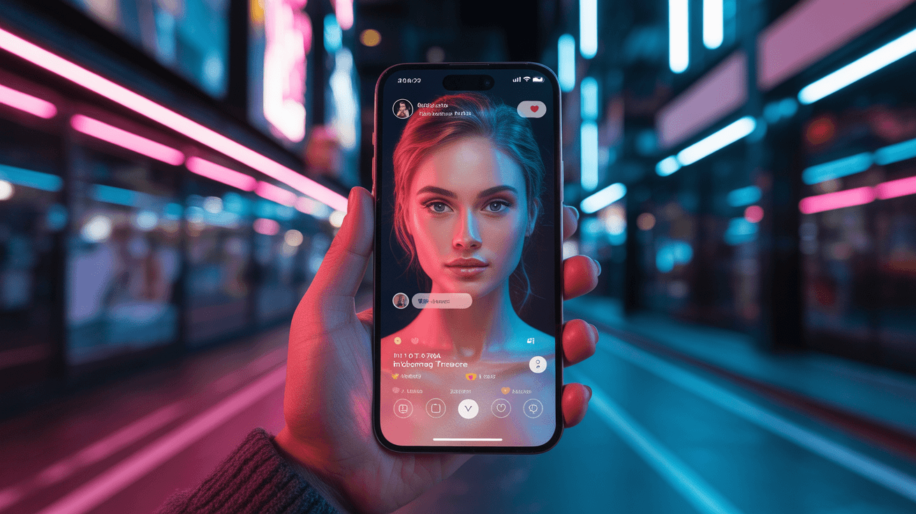 smartphone-screen-displaying-an-AI-generated-influencer-profile