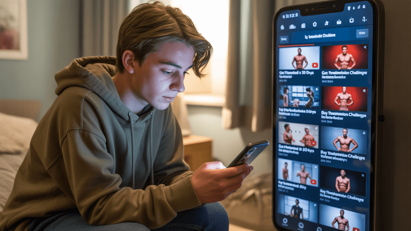 teen-scrolling-YouTube-on-a-smartphone